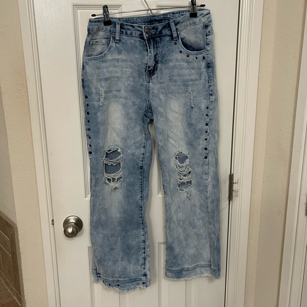 Boyfriend cropped jeans crazy train sz 5/27